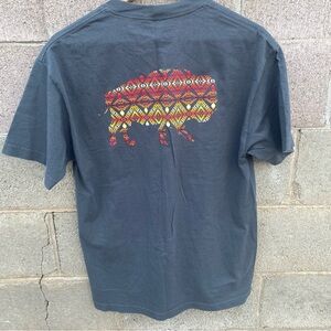 Pendleton Bison Buffalo Blanket Print Gray Shirt Size Medium Native American